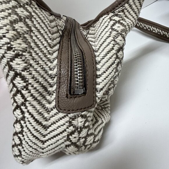 Vera Wang Simply Vera herringbone Cotton Faux Leather Hobo Shoulder Aztec Boho - Picture 8 of 16